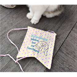 Stickdatei ITH - Wimpel Stab "Katzenhaare gehören hier zur Einrichtung."